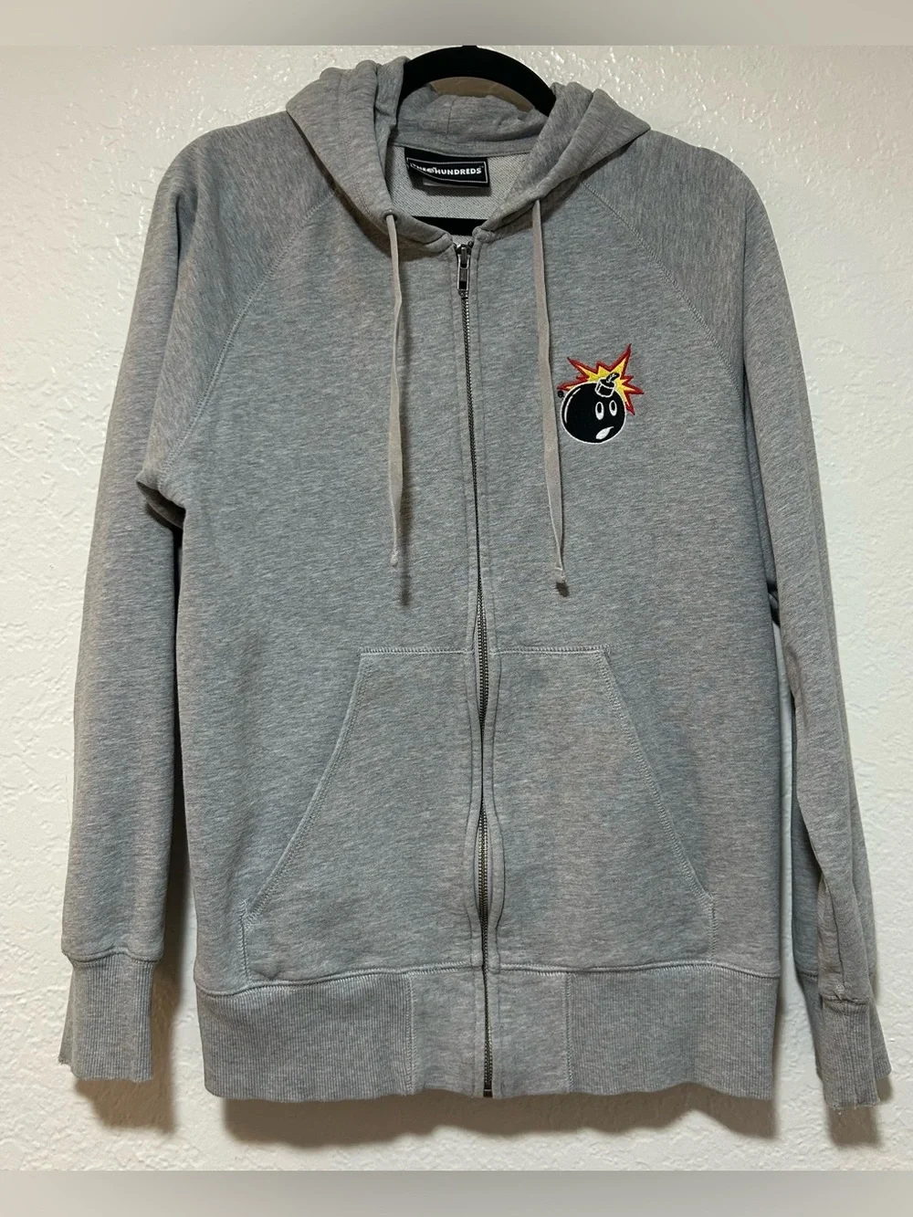 The Hundreds Gray Zip-Up Hoodie with Bomb Graphic